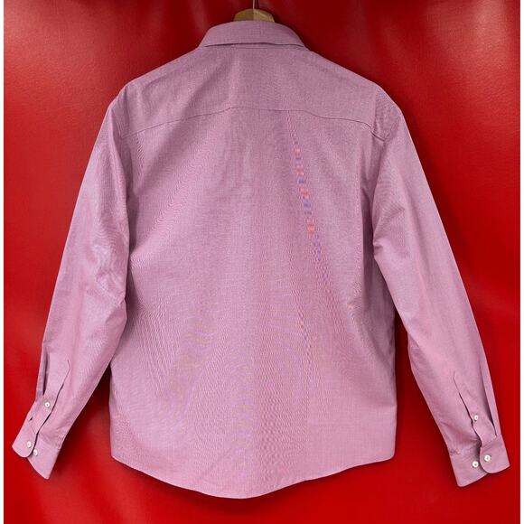 Untuckit Cadetto Berry Micro Gingham Checks Wrinkle Free LS Shirt Size Large NWT - Picture 11 of 16